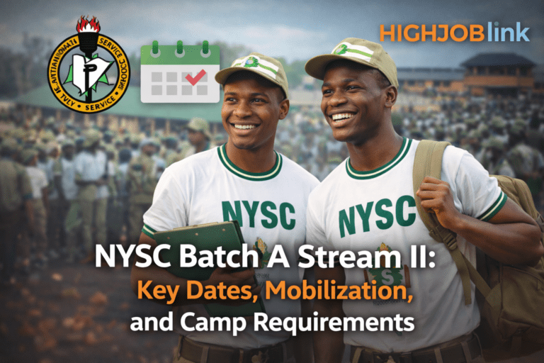 NYSC 2026 Batch A Stream II: Key Dates, Mobilization, and Camp Requirements 8 NYSC 2026 Batch A Stream II Key Dates, Mobilization, and Camp Requirements